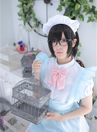 Rabbit playing with mirror glasses maid(11)
