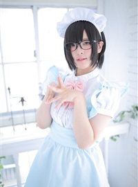Rabbit playing with mirror glasses maid(23)
